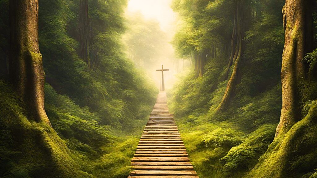 path leads to the cross, salvation